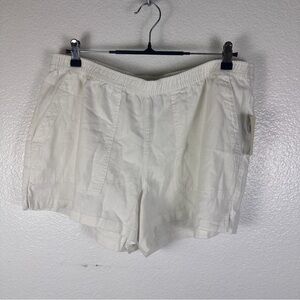 Universal Thread Linen Blend Elastic-Waist Shorts White L